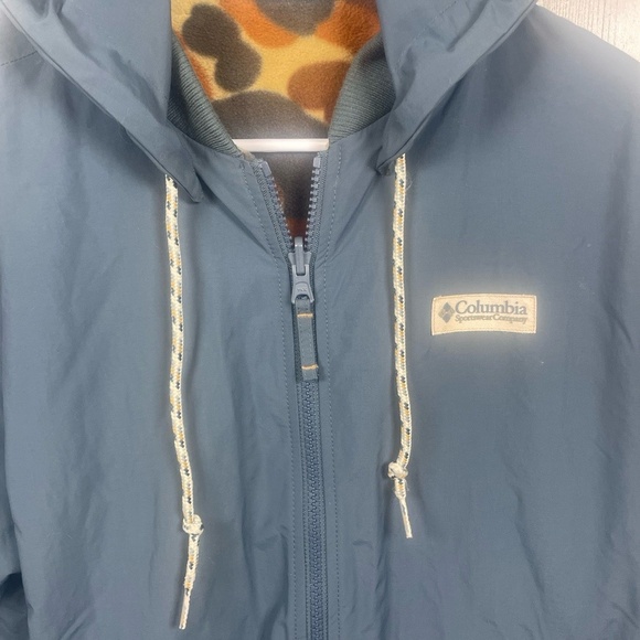 Columbia Fleece Lined Reversible Full Zip Hooded Jacket Size S Blue Camo Outdoor - Picture 2 of 8